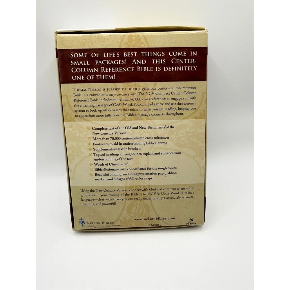 Thomas Nelson NCV Center-Column Reference Bible Compact Burgundy Leather 6245BG